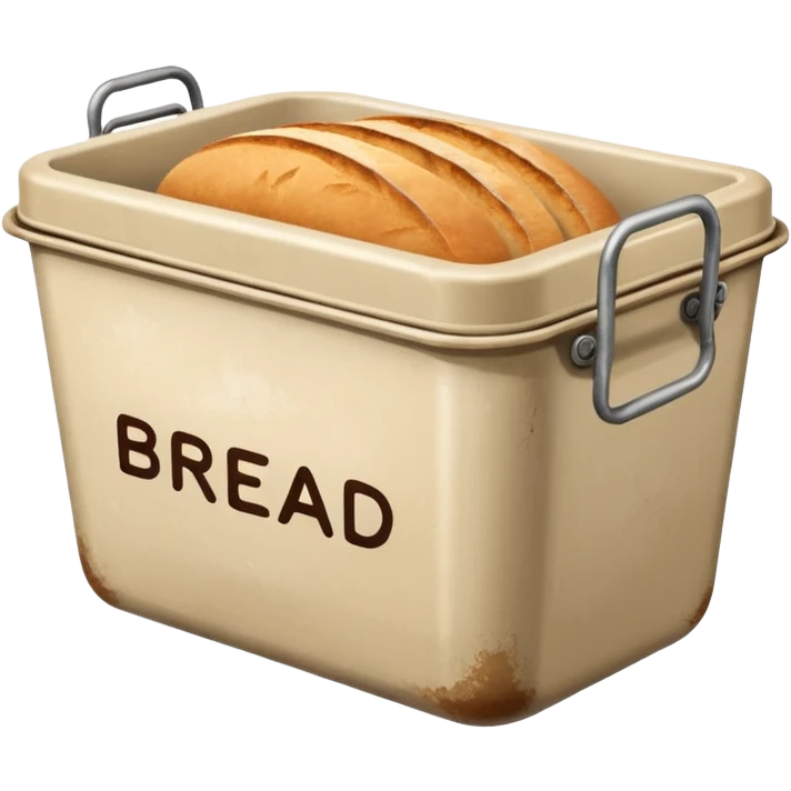 Small Beige metal container with the word “bread” on it  emoji