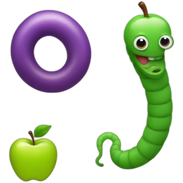  worm and apple emoji