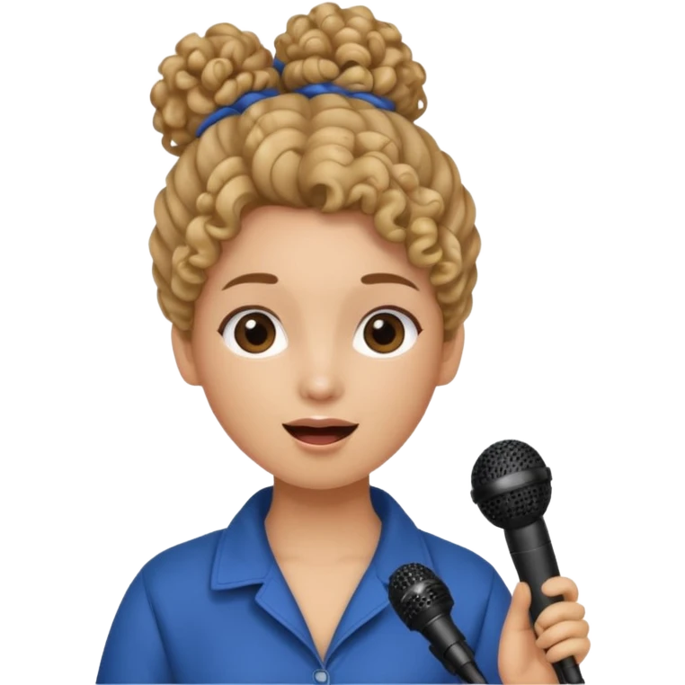 curly bunnie singing , holding mic emoji