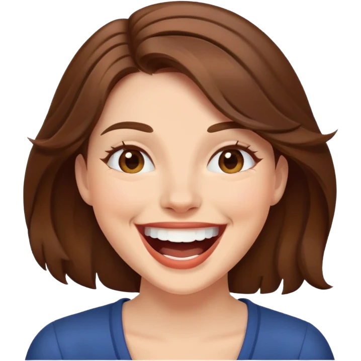 Woman brown hair laughing emoji