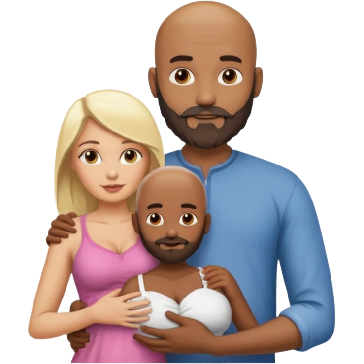 Naked, Indian, bald man with a beard holding breast of naked blonde fit woman emoji