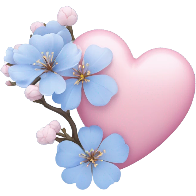 blue heart and sakura flower emoji