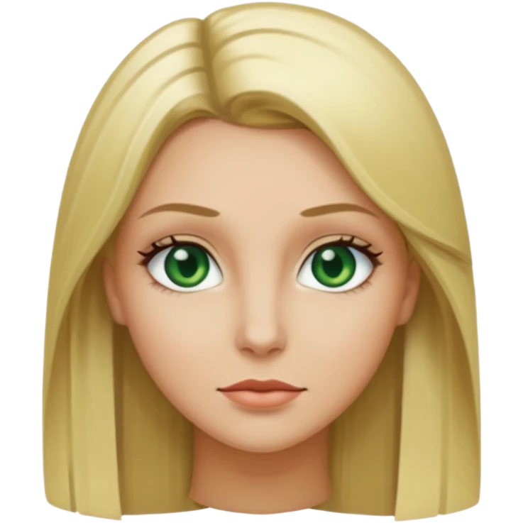 Blonde with straight hair and green eyes and a black tilde  emoji
