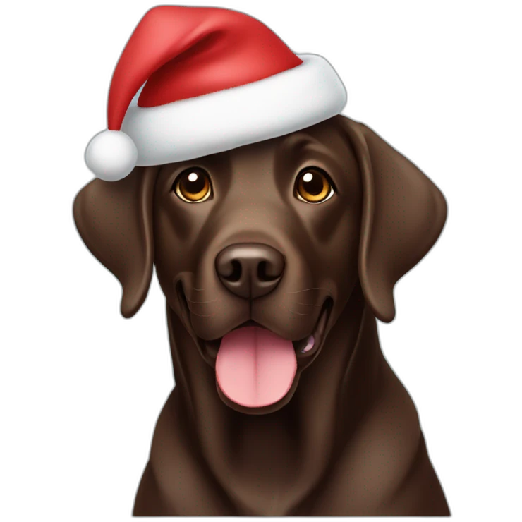 chocolate labrador with christmas hat emoji