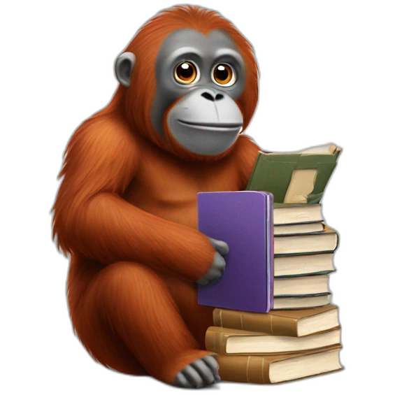 Seal orangutan with books emoji