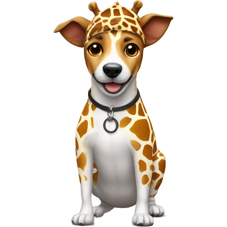 a jack russel in a giraffe costume emoji