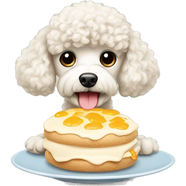 cream cute poodle having breakfast  emoji
