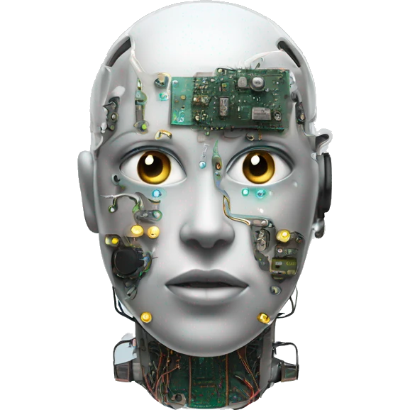 Cyborg head with eye implant and circuitry emoji