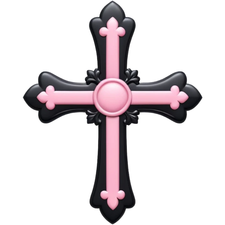 realistic 3d soft cute black pink goth cross , no woman emoji