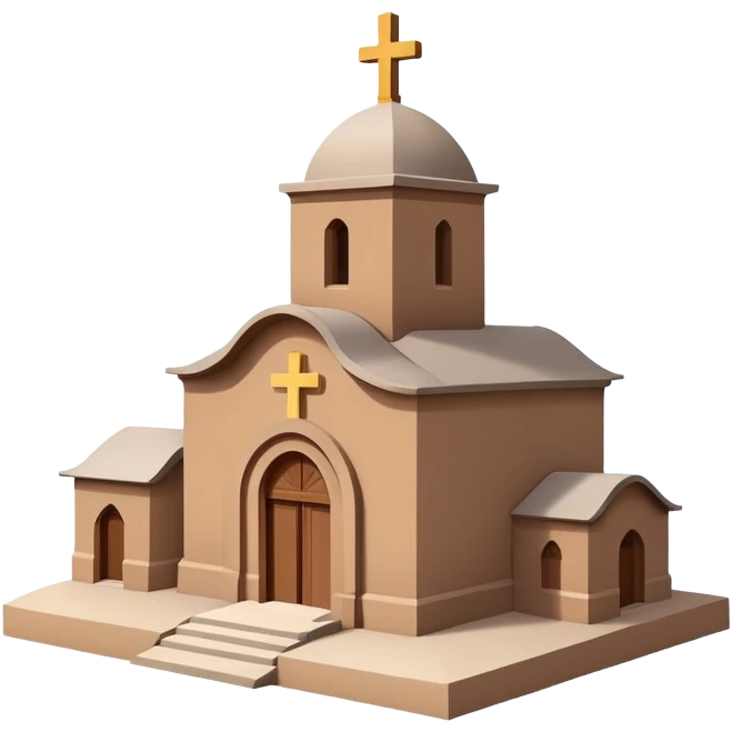 colorful simplified emoji of Church of Saint George Lalibela Ethiopia, iOS style, cross-shaped roof, stone color, minimalistic details, bright friendly look emoji