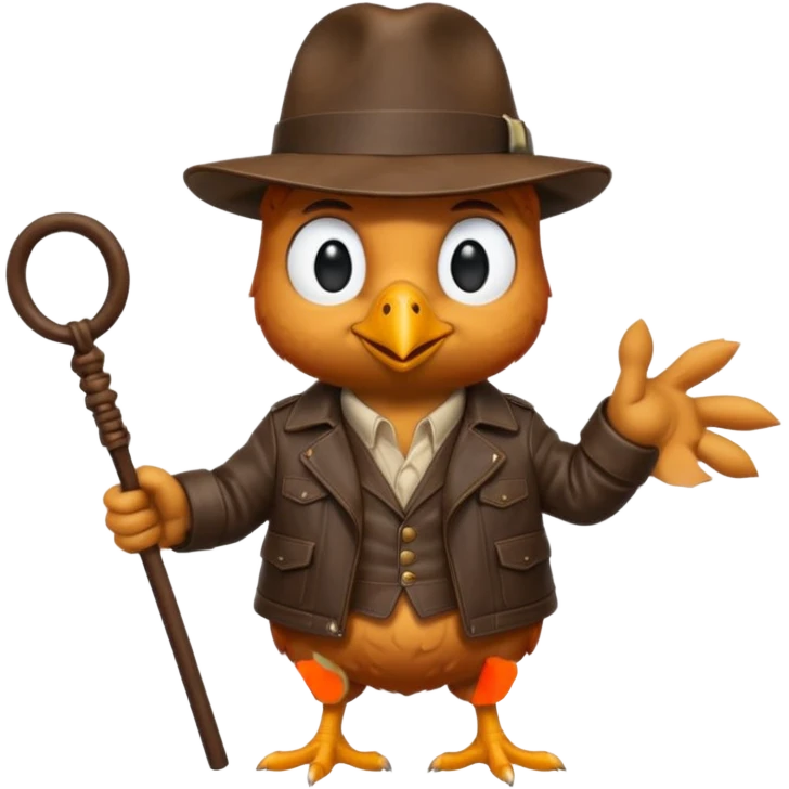 Indiana jones as a chicken emoji