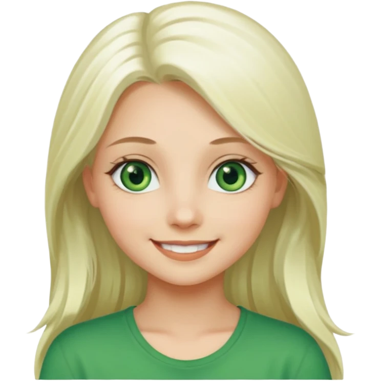 Long platinum blonde hair girl with green eyes  emoji