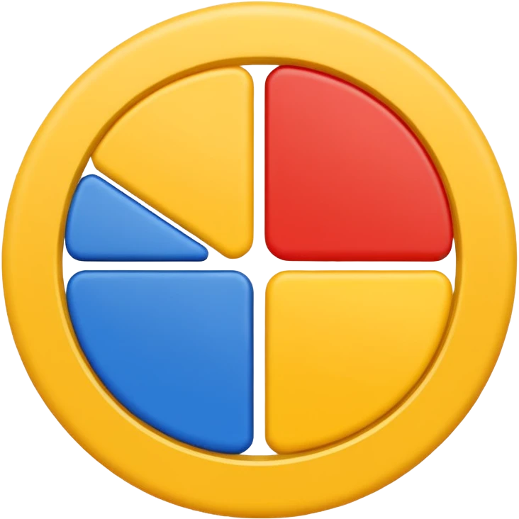 a circle with yellow blue red and green in it such as a uno play card , a circle divided in four emoji