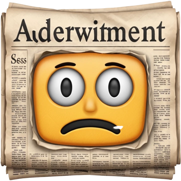 NEWSPAPER WITH BOLD LETTER PRINTED AS "advertisement "  emoji