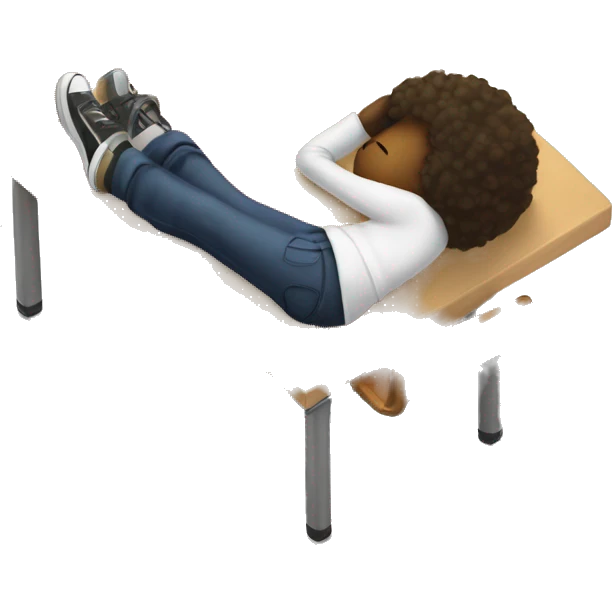 student lies down on a school desk emoji