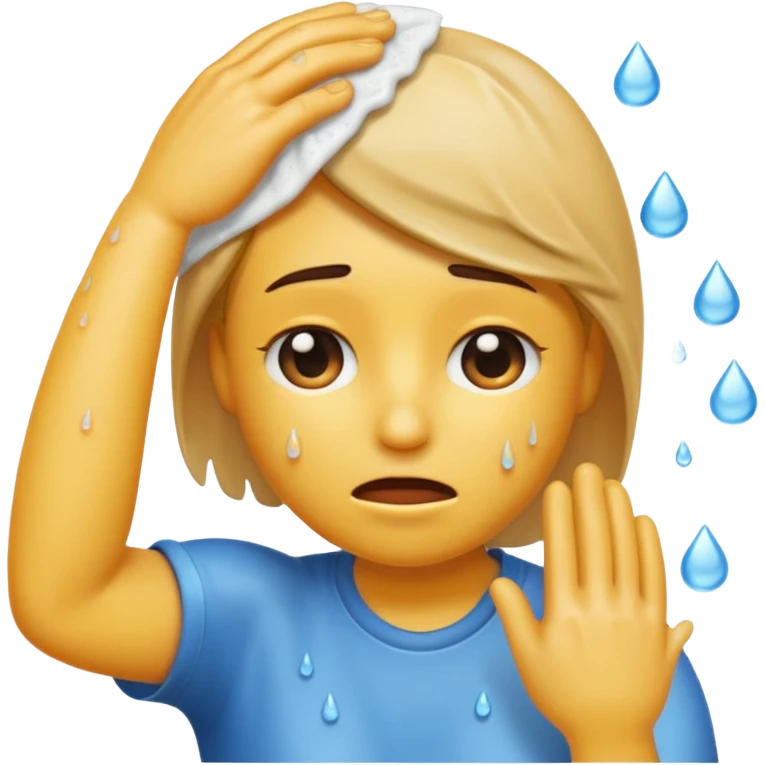 Emoji wipding head with hand and sweat droplets on head emoji