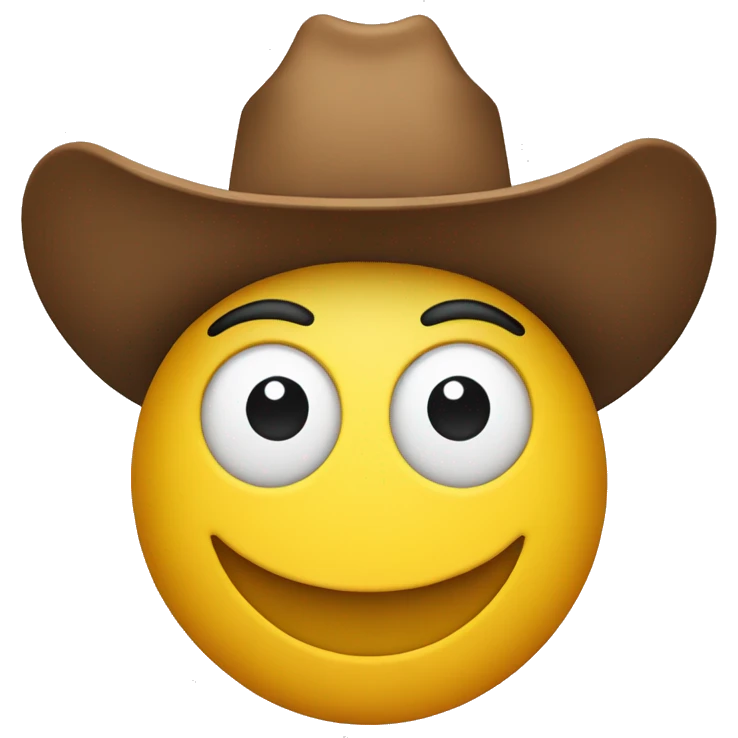 Smiley face wearing a cowboy hat with heart eyes emoji