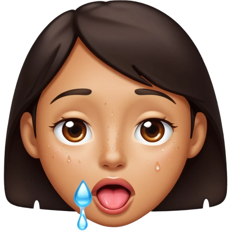 freaky with tongue out and water emoji