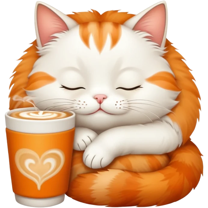 Спящий Кот который пьёт латте emoji