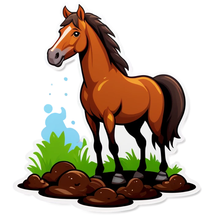Horse standing by a pile of poo emoji