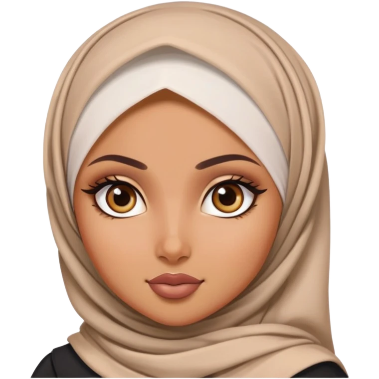 pretty bratz baddie, tan skin, hijabi, brown eyes emoji