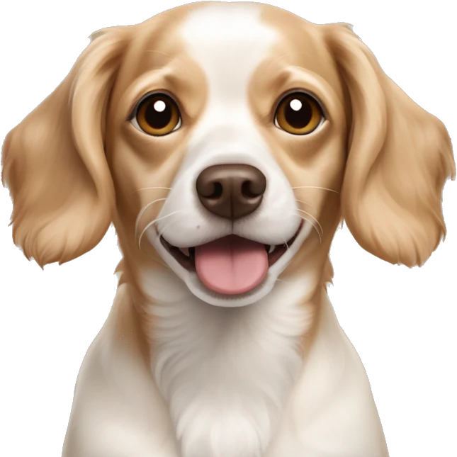 Tan and white chihuahua cocker spaniel mix happy, shorter ears emoji