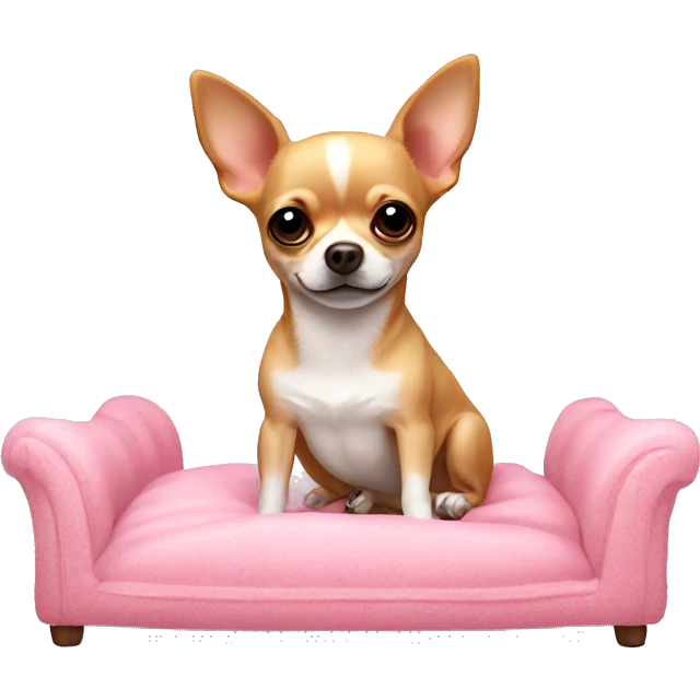 chihuahua lying in a pink bed on a winter day  emoji