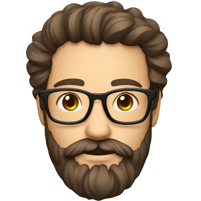Homme cheveux brun barbe lunette  et on vois le buste emoji