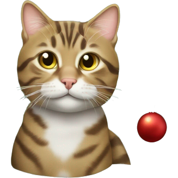 tabby cat under christmas tree  emoji