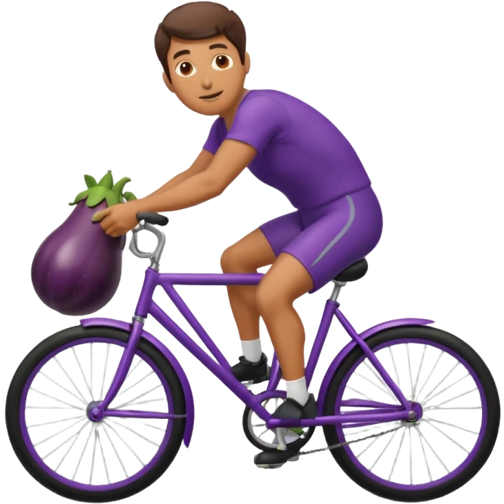 Guy riding a eggplant like a bicycle emoji