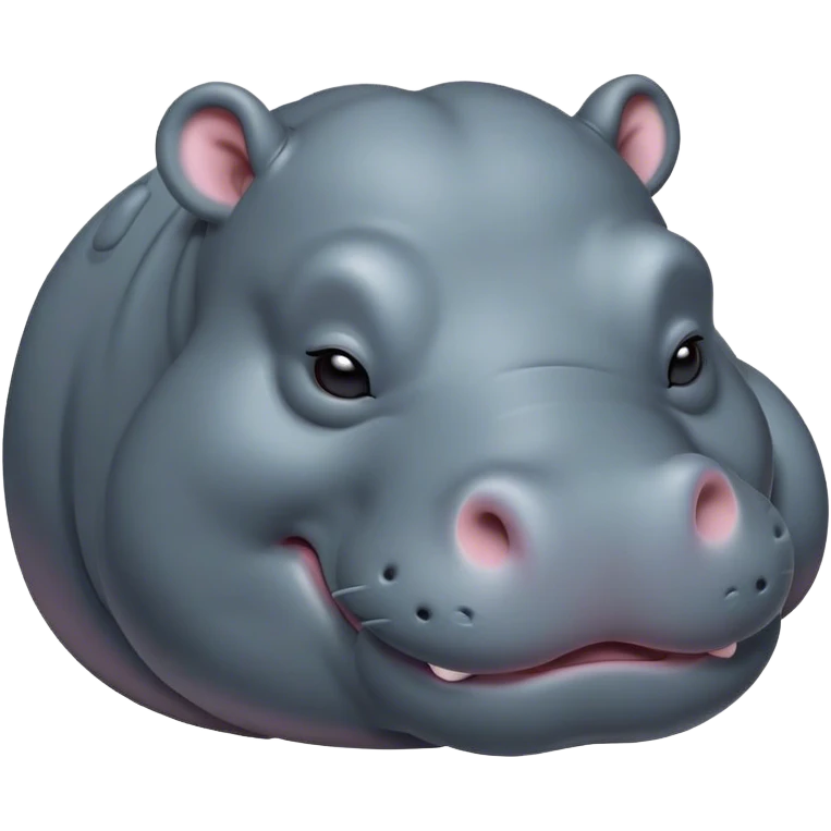 Meme-Worthy Cute Sleeping Hippo Portrait Emoji, Head resting peacefully with a contented smile, showcasing a massive, robust build and a luxuriously soft slate-gray hide, eyes shut in a serene, restful nap, Simplified yet hilariously adorable features, highly detailed, glowing with a soft, drowsy light, high shine, relaxed and utterly lovable, stylized with an air of playful laziness, bright and heartwarming, soft glowing outline, capturing the essence of a comically sleepy hippo, so meme-worthy it feels like it could instantly become the next viral sensation of adorable slumber! emoji
