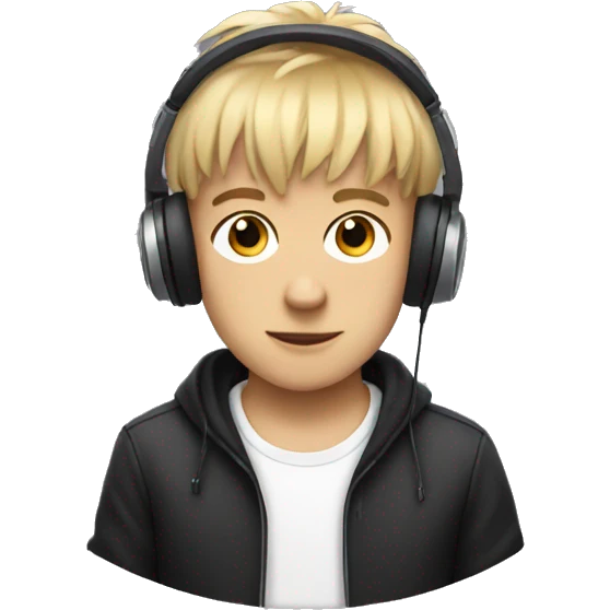 boy with fringe hair and headphones music producer emoji