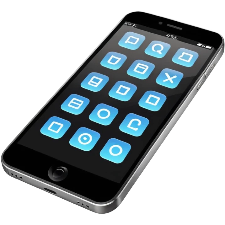 Minimalistic flat vector icon, iOS style, thin black contour on white background. Smartphone with code brackets <> on the screen. Clean, no text, no shadows emoji