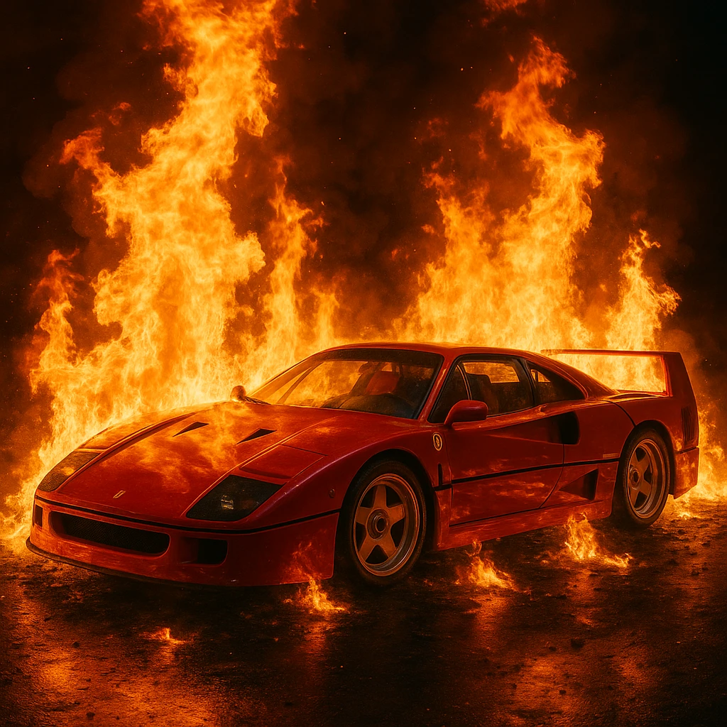 Ferrari F40 in fire emoji