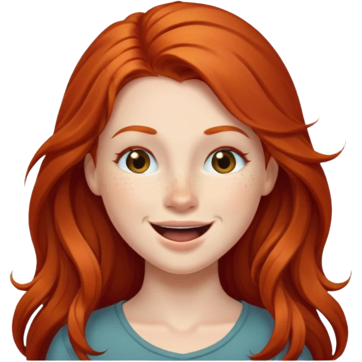 Excited long haired redhead winking emoji