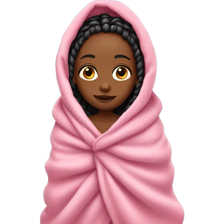 Girl with box braids wrapped in pink blanket going to sleep  emoji