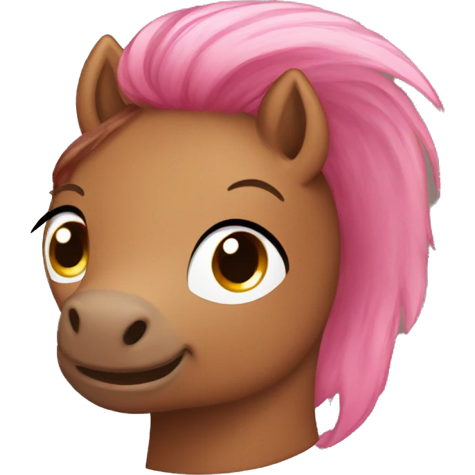 brown ponny with pink hair emoji