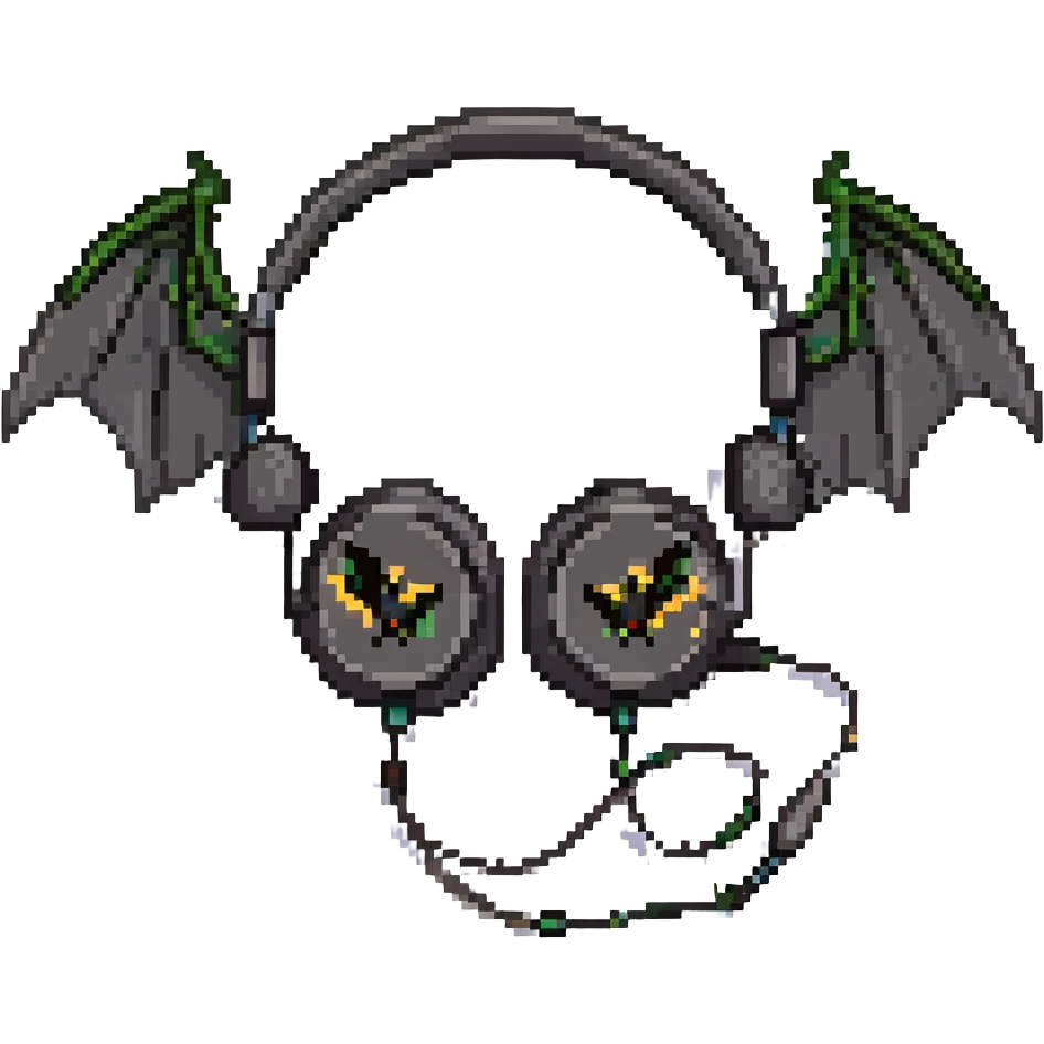 black gothic headphones with bat wings and lace details emoji