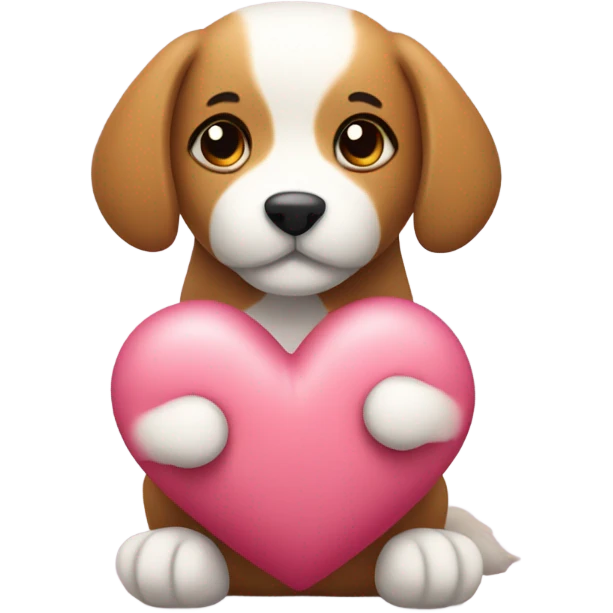 cute dog hugs toy heart emoji