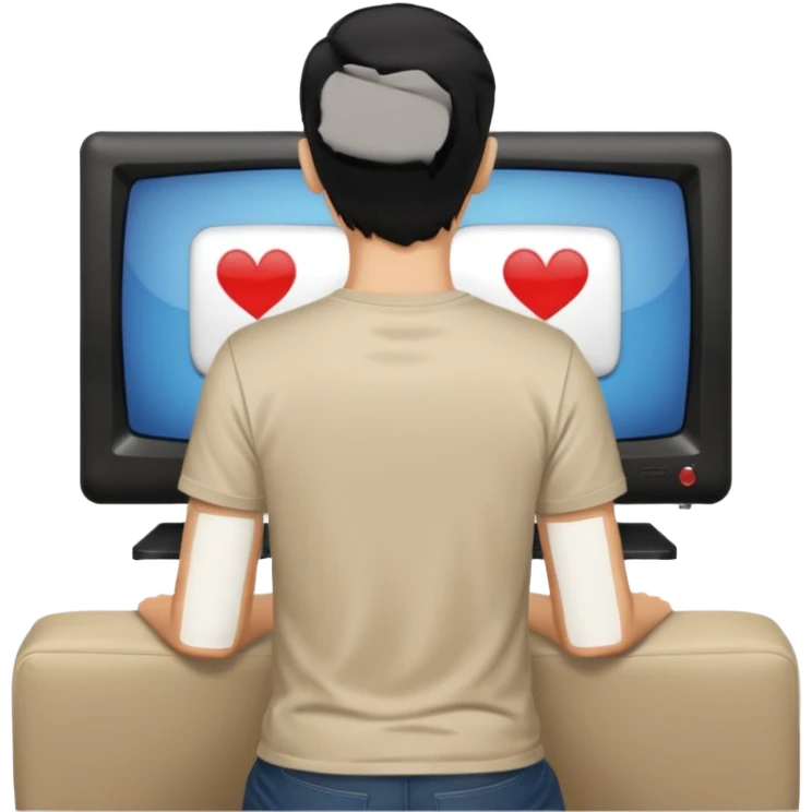 man with black hair seen from behind watching television emoji