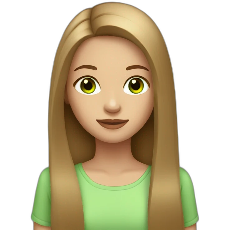 girl long straight hair light brown green eyes emoji