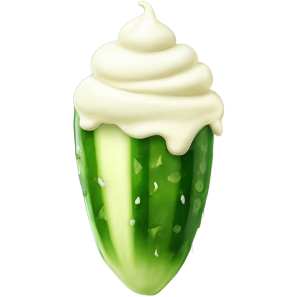 Cucumber shooting out vanilla ice cream emoji