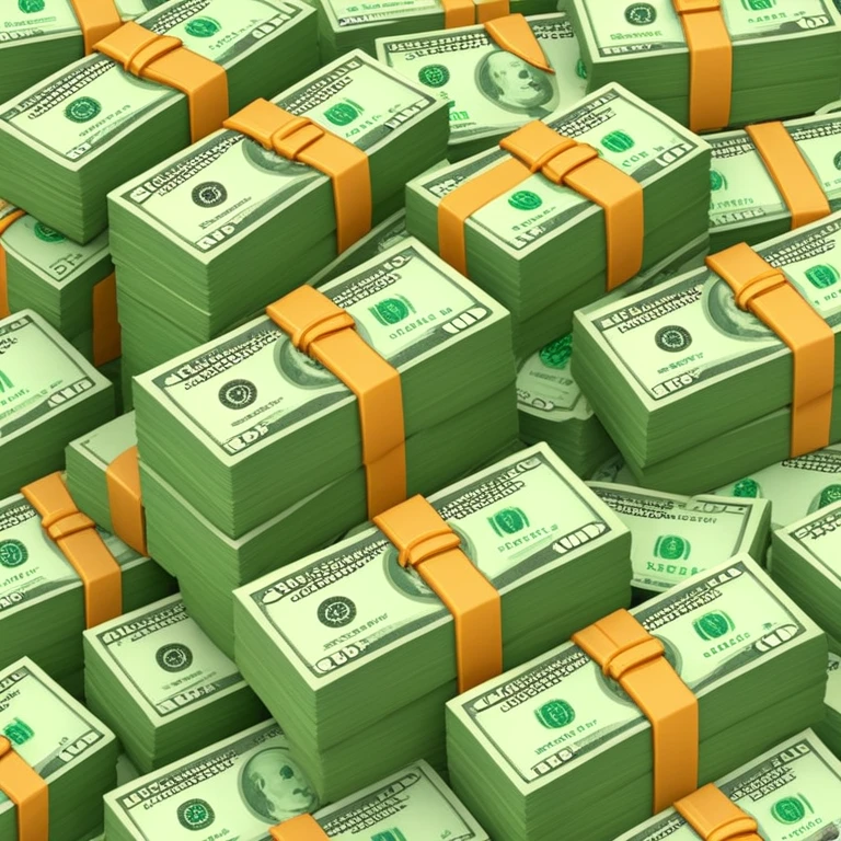 bundles of dollar bills spelling 'chedda', cheerful and clear emoji