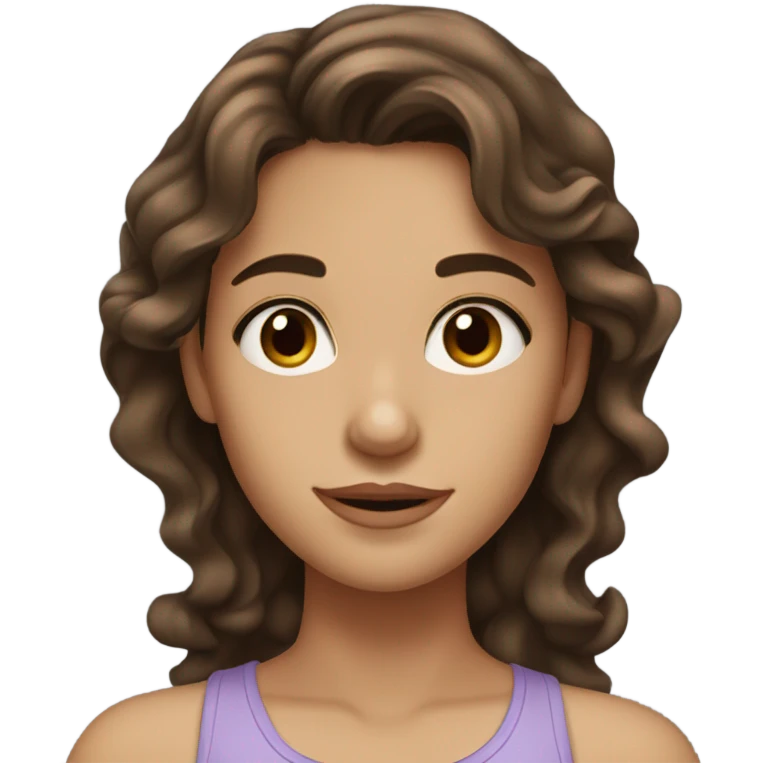 A brunette girl with brown eyes with wavy hair ios 18 emoji emoji