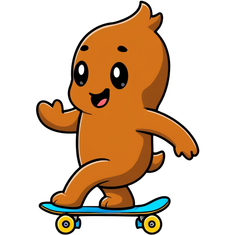 A poop riding a skateboard emoji