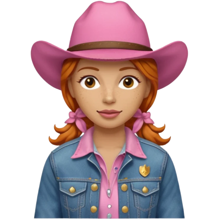 ginger cowgirl with pink hat emoji