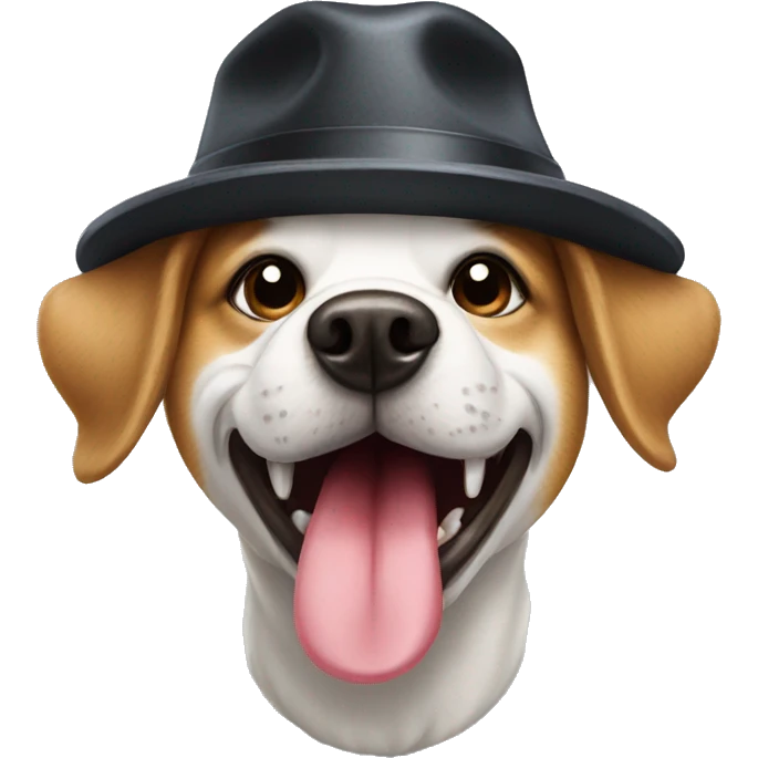 Dog with tongue out and hat emoji