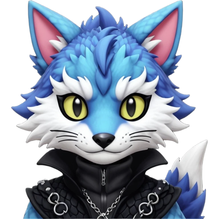 Cool gothic cute badass Scaley Kemonomimi Nekomimi Japanese Anime Kemono Furry Style Vernid-Protogen-Sergal-Fursuit-furry-fursona emoji