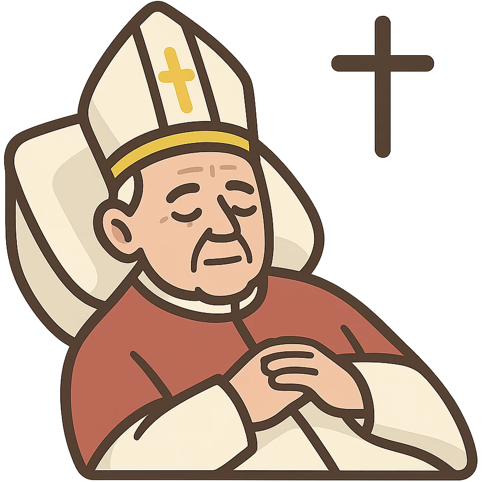 flat toon style respectful icon of a pope's passing emoji