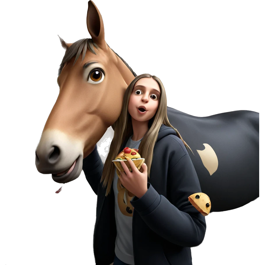 girl with food and animal emoji